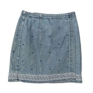 STO Susquehanna Trail Outfitters Vintage Mini Denim Wrap Skirt Floral Size 6